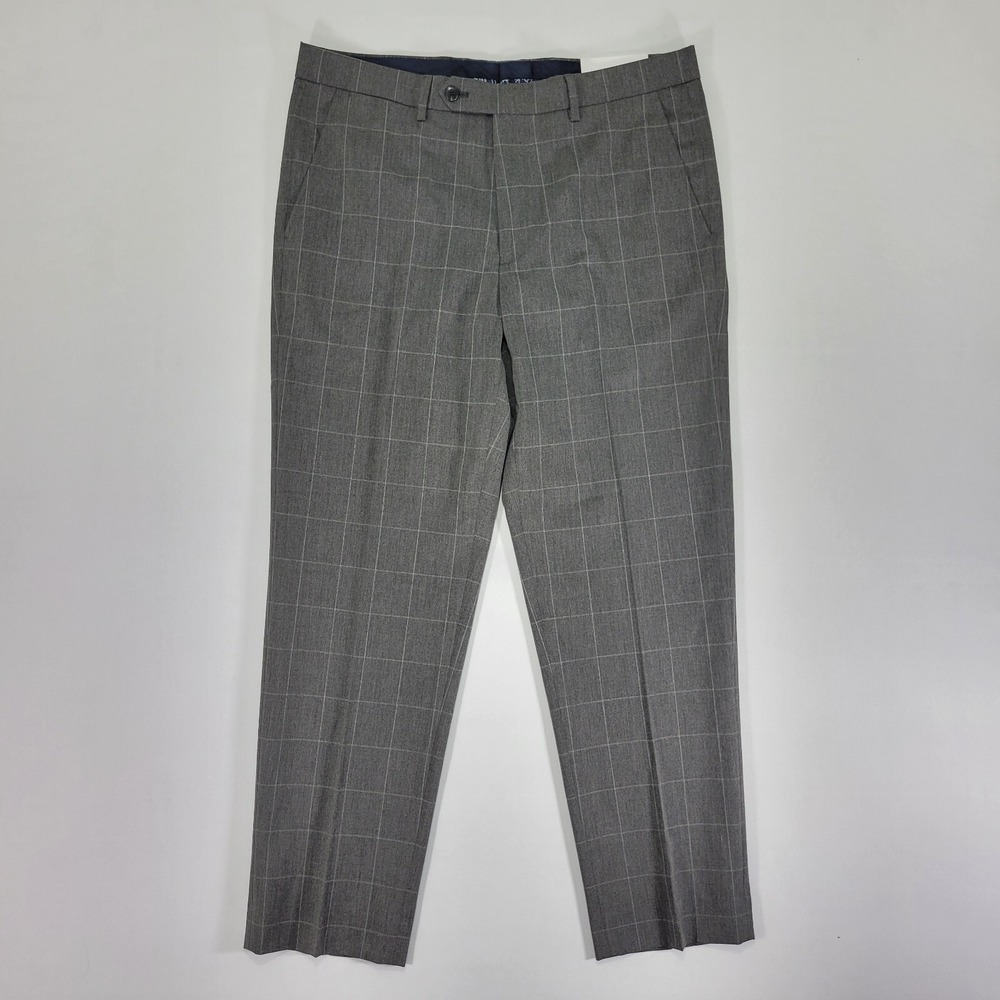 Nautica Men's‎ Dress Pant Trousers CEYLON Gray Plaid Size 36 x 30 NEW
